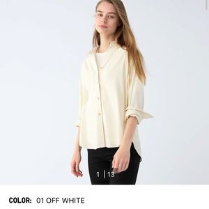 Uniqlo Soft Brushed Long Sleeve Shirt - off white - NWT